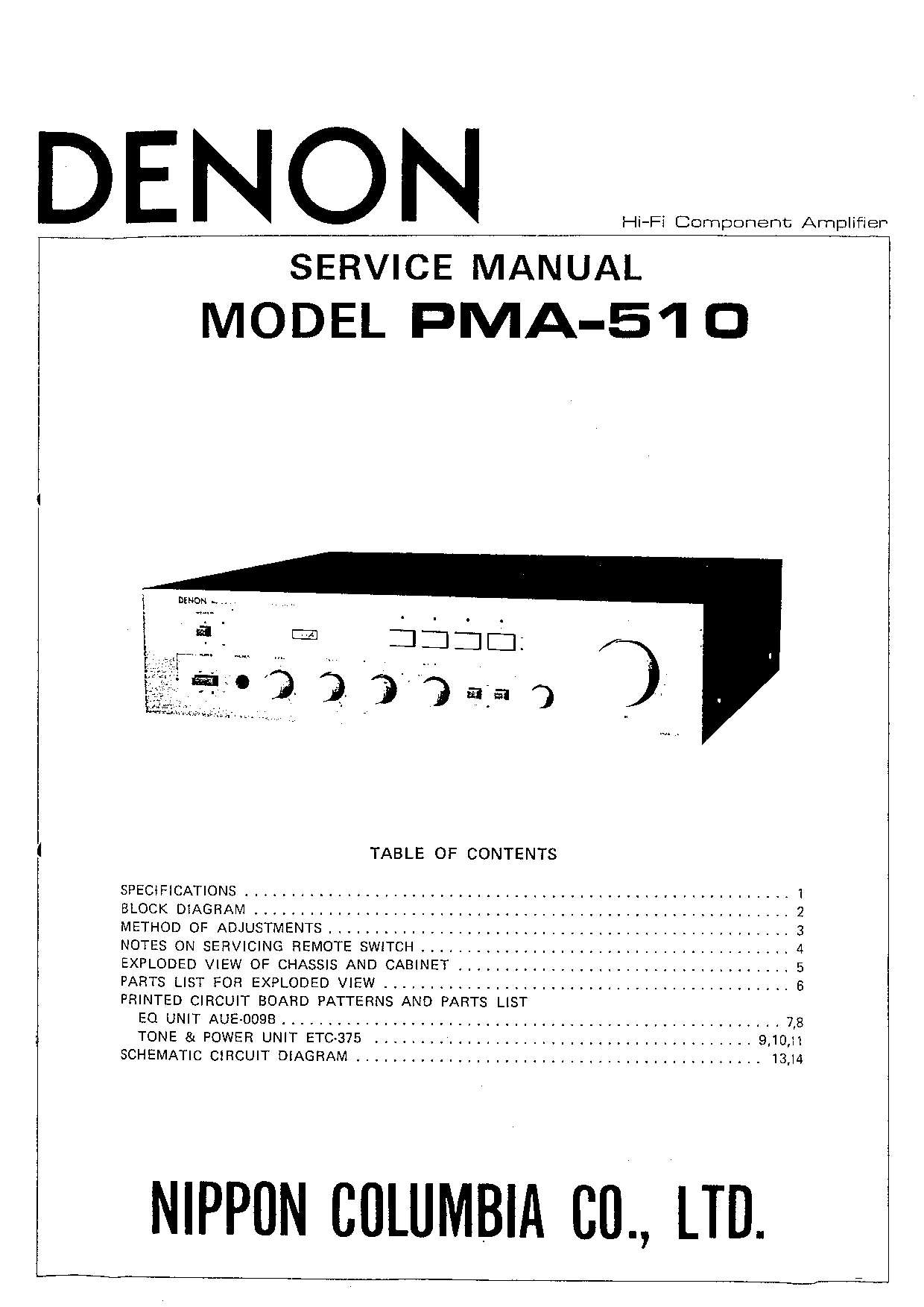 Denon PMA-510 Service Manual