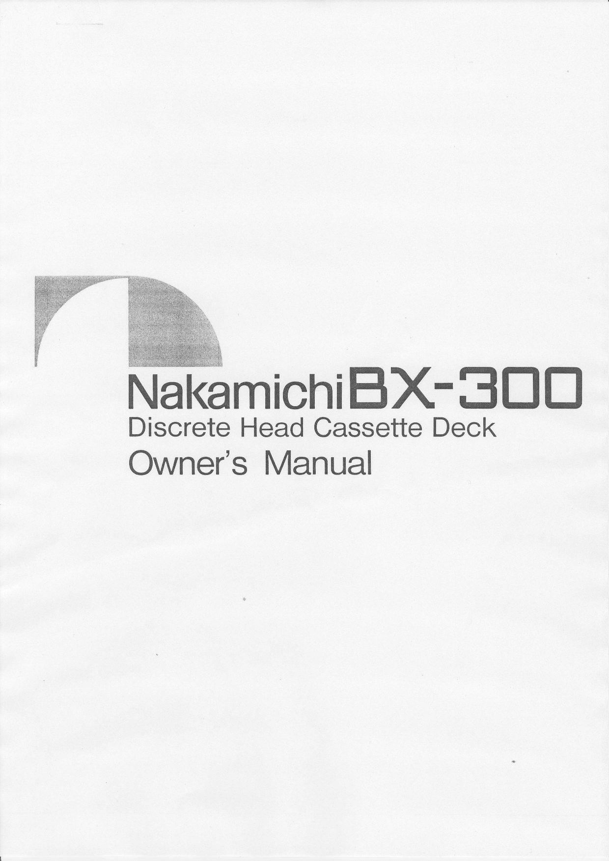 Nakamichi BX300 User Manual
