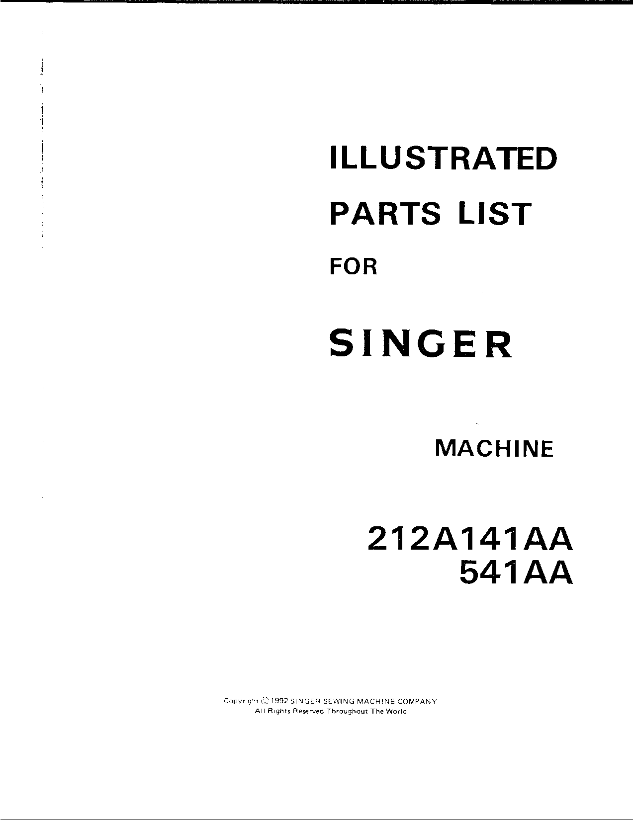 Singer 212A141AA, 212A541AA User Manual