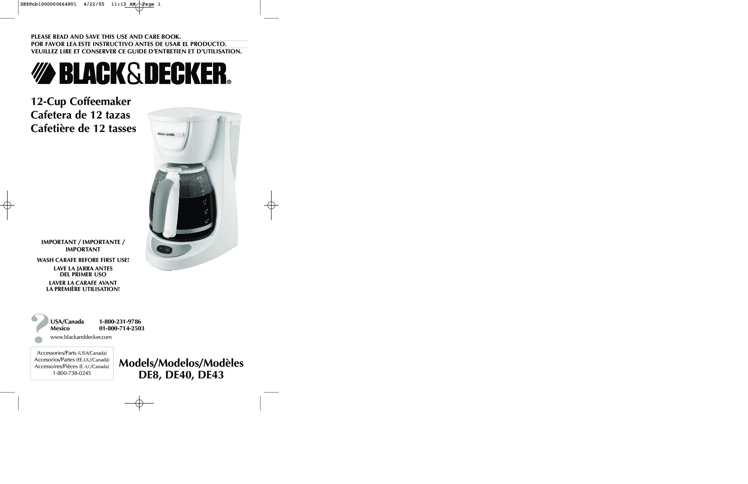 Black & Decker DE43, DE8, DE40 User Manual