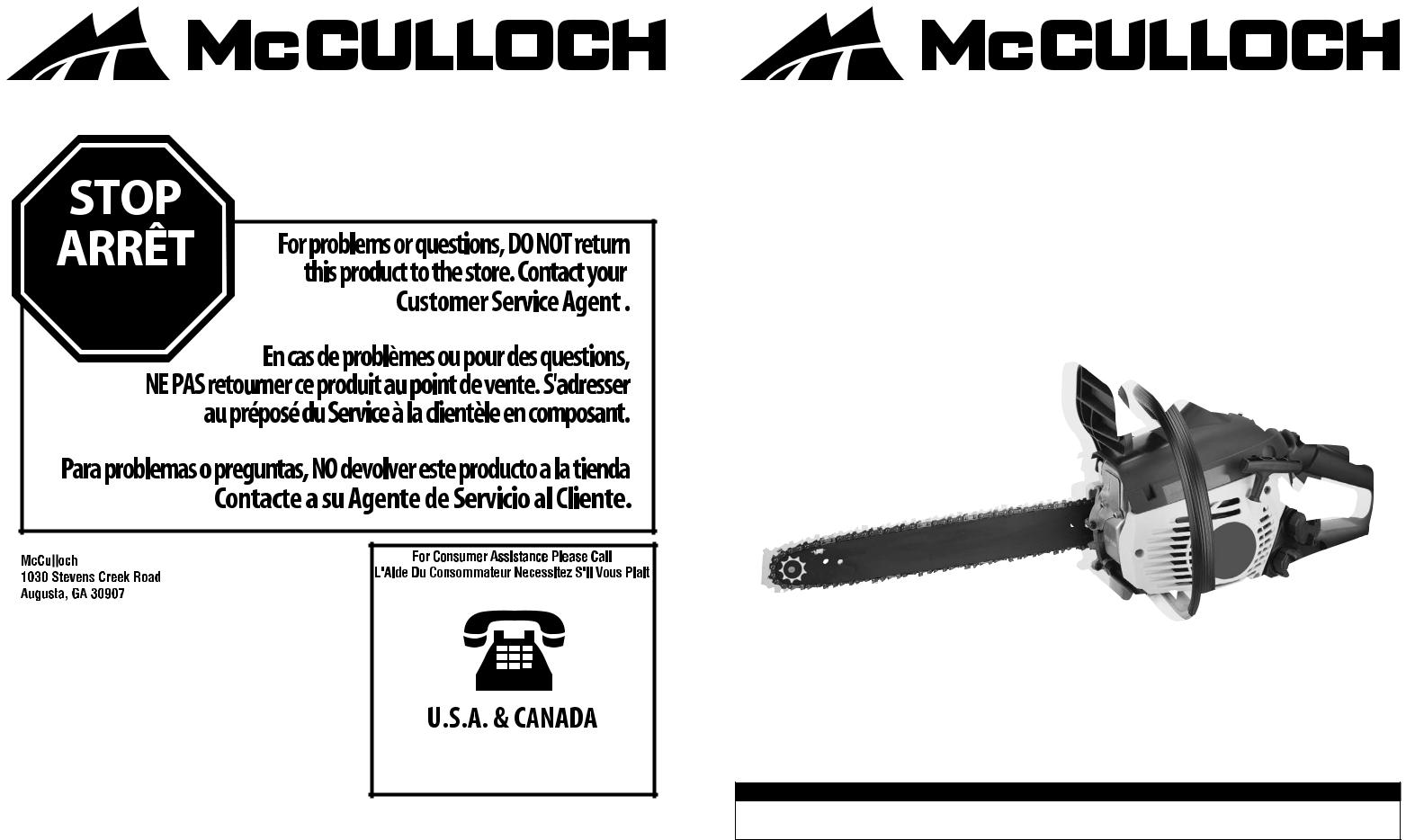 McCulloch MCC1635A, MCC1435A, MCC1635A-CA, MCC1435A-CA, MCC1635AK-CA User Manual