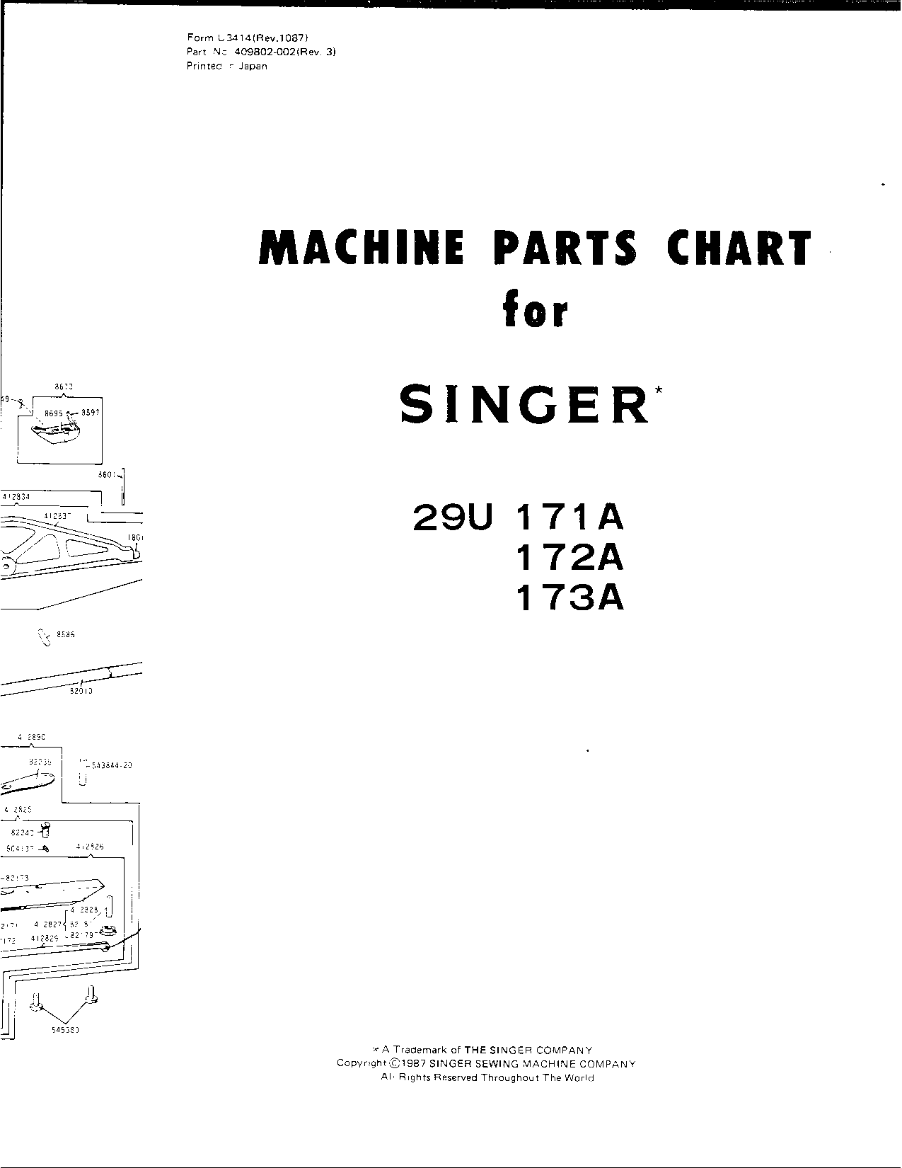 Singer 29U 171A, 29U 173A, 29U 172A User Manual