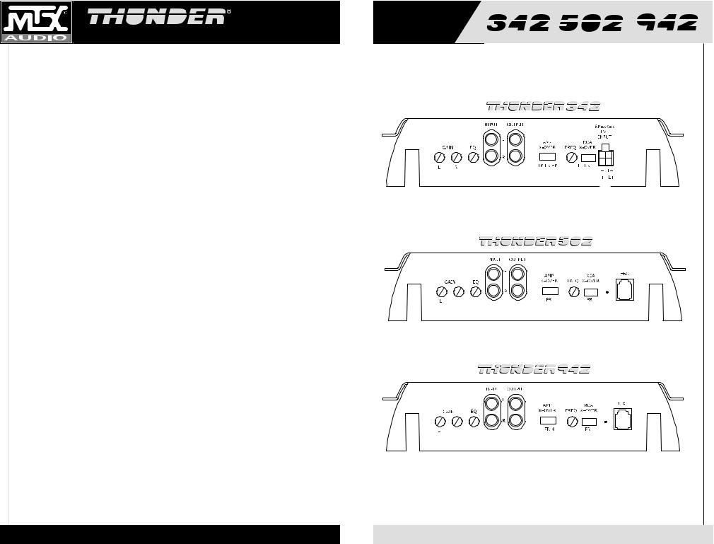 MTX Audio Thunder 502, Thunder 342, Thunder 942 User Manual