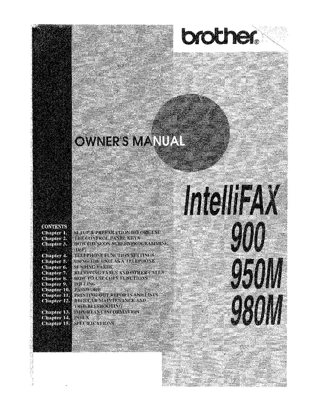 Brother INTELLIFAX 900, 980M, 950M User Manual