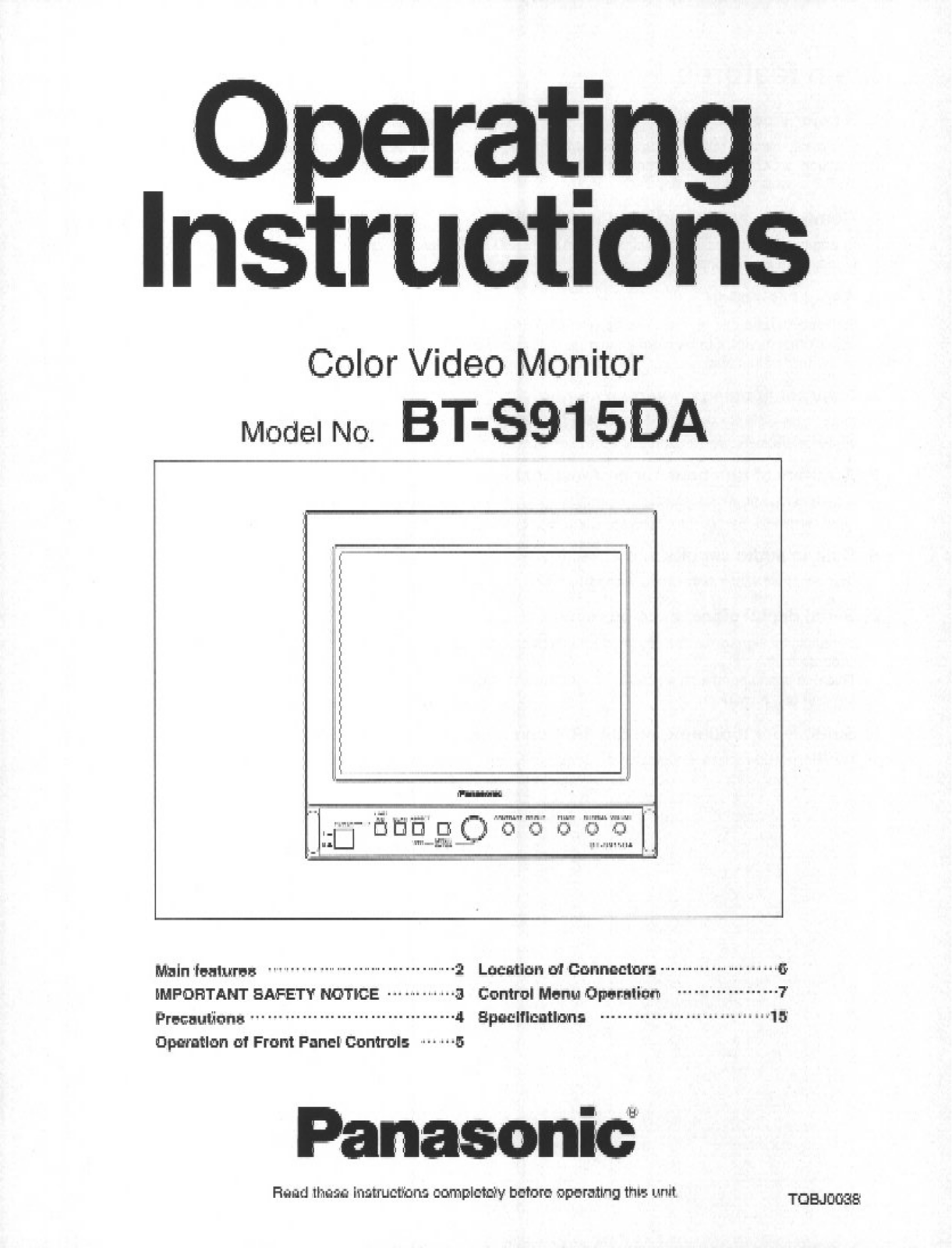 Panasonic BT-S915DA User Manual