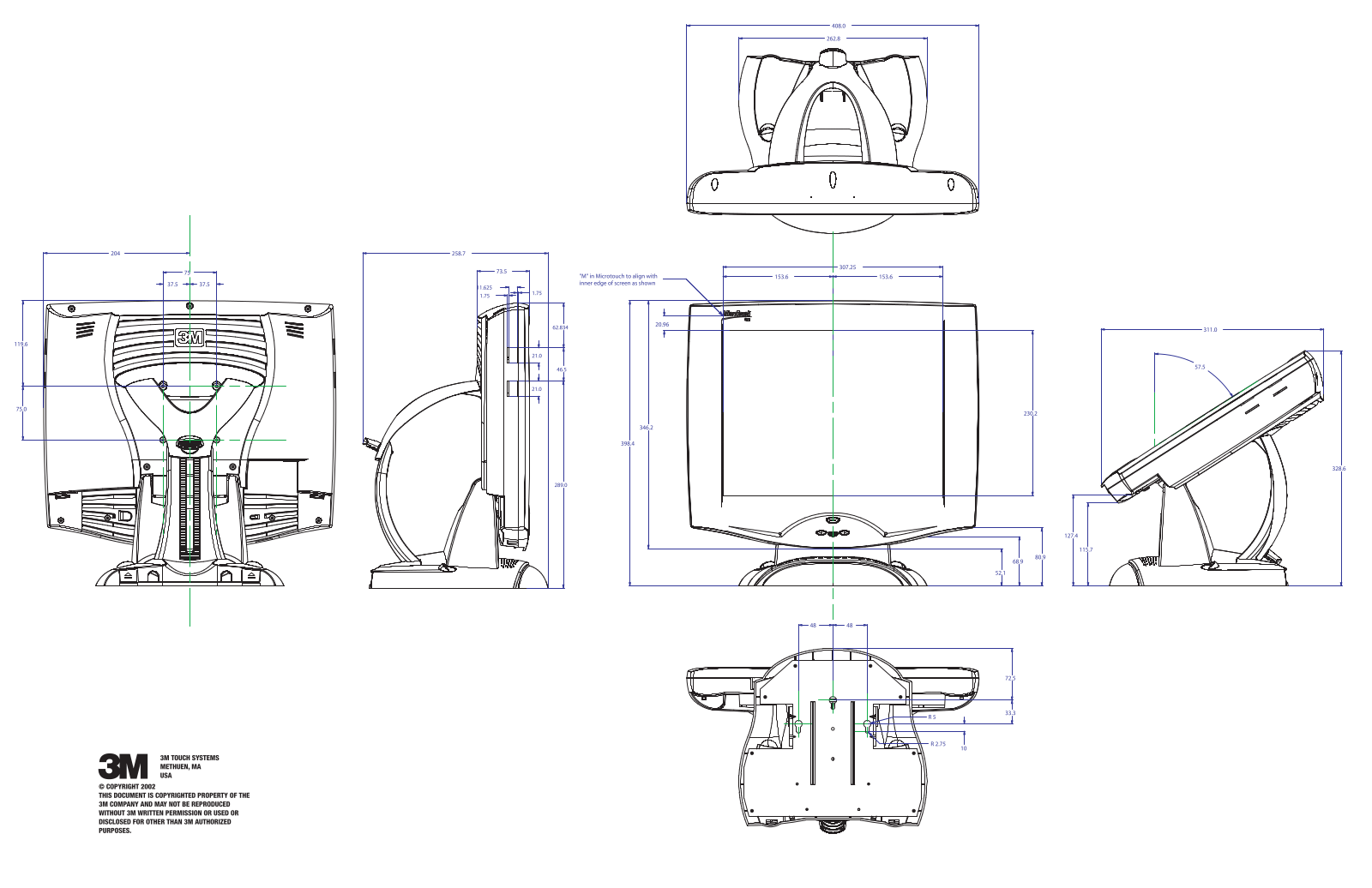 3M MicroTouch M150 Dimensional Drawing