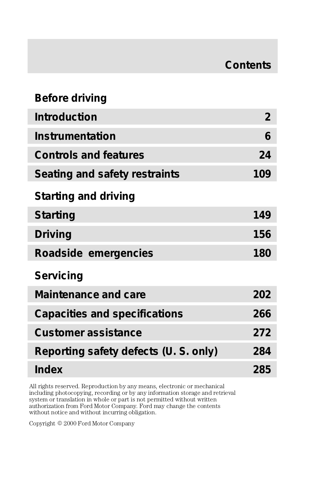 Ford Cougar 2001 User Manual