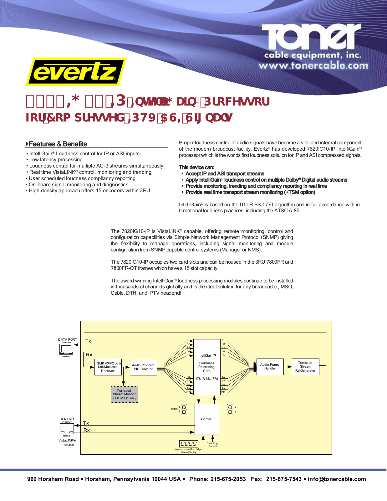 Toner Cable 7820IG10-IP User Manual