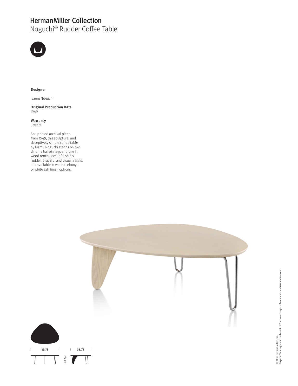 Herman Miller Noguchi Rudder Coffee Table User Manual