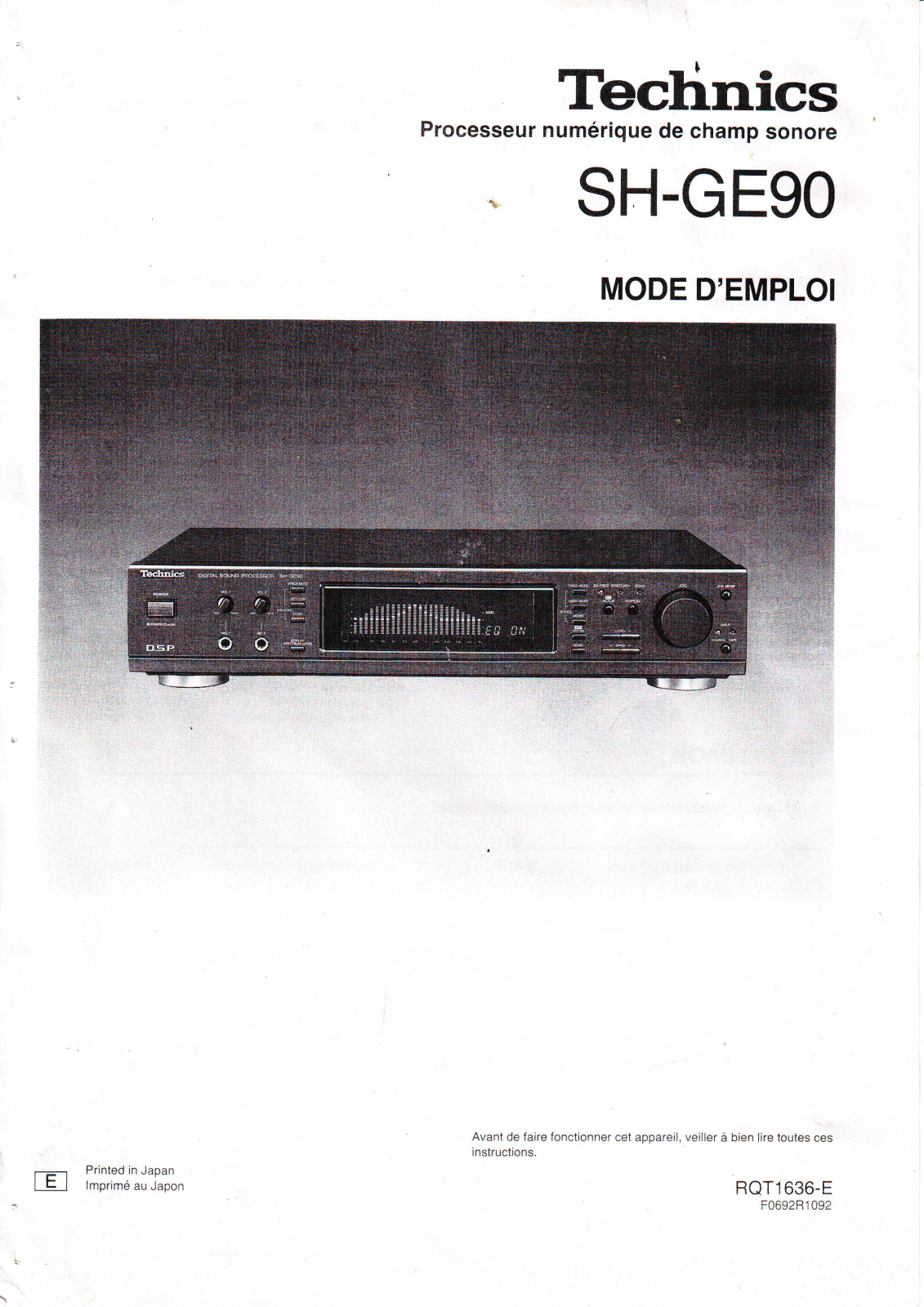 Technics SH-GE90 User Manual