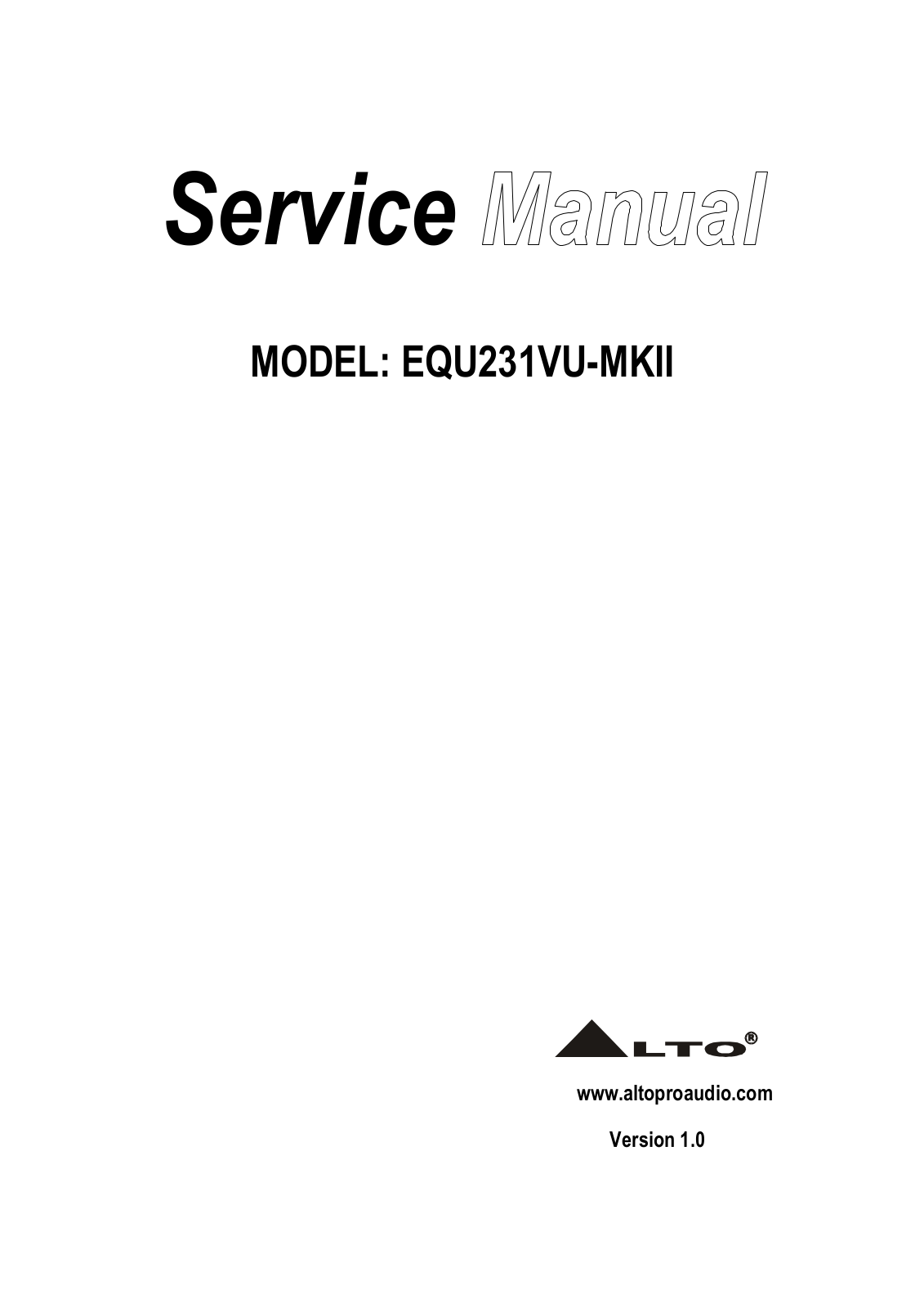 Alto EQU231VU-MKII Service Manual