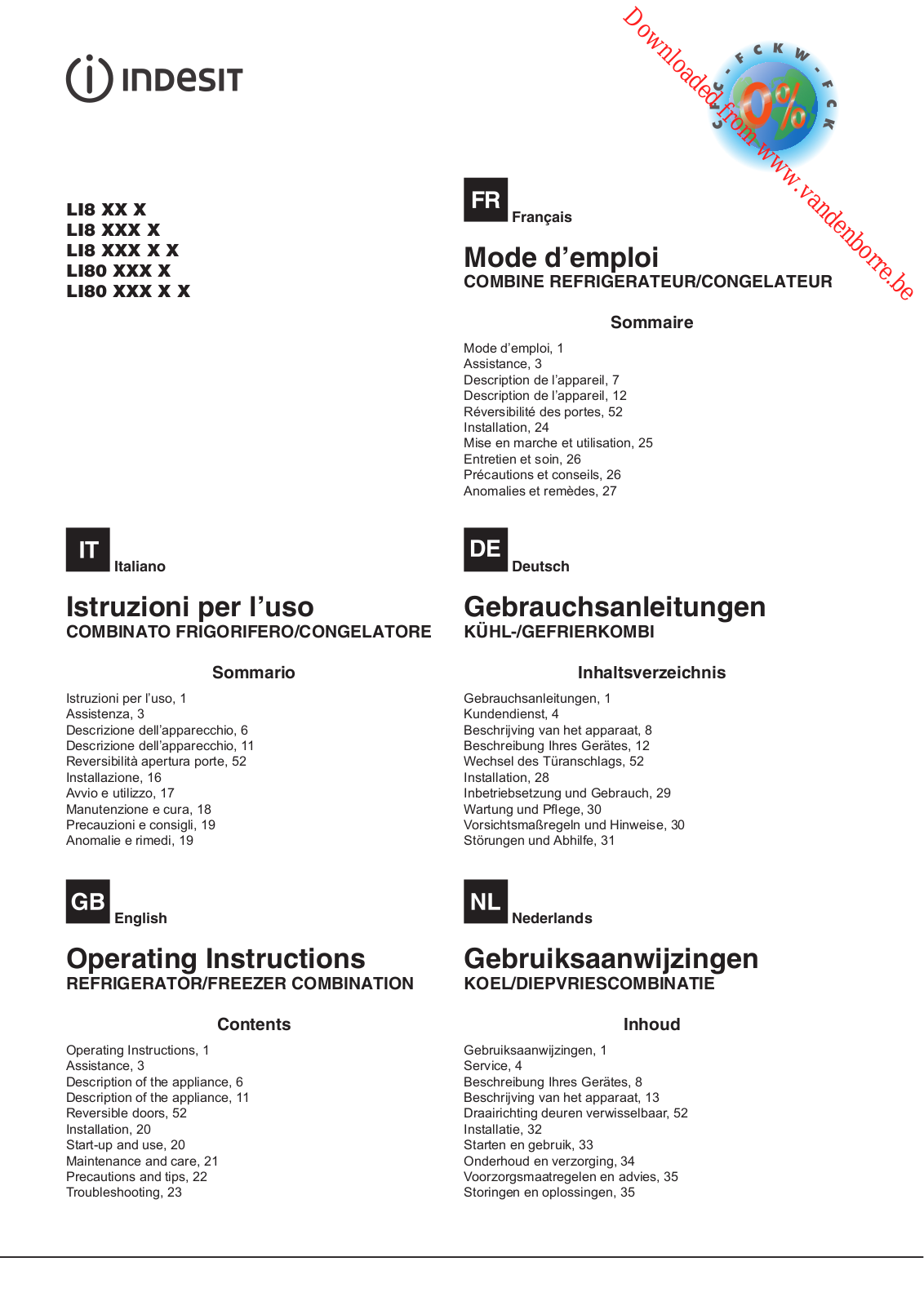 INDESIT LI8 FF2 K User Manual