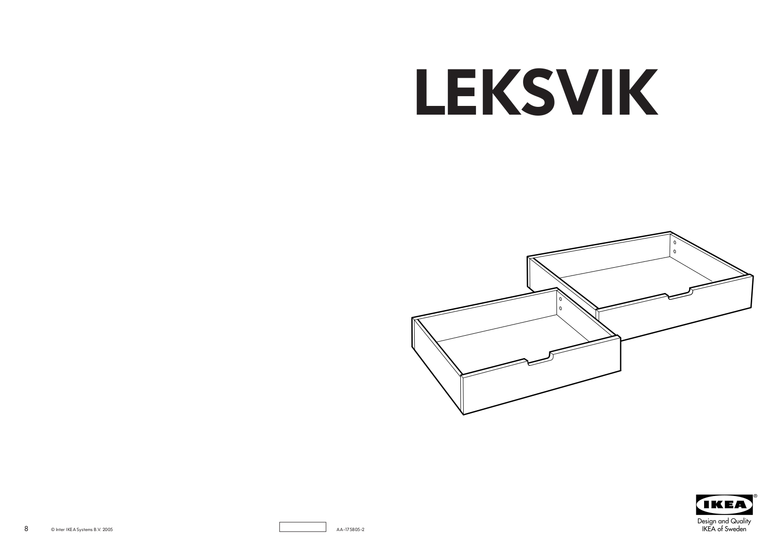 IKEA LEKSVIK BED STORAGE BOX 32X27  2PK Assembly Instruction