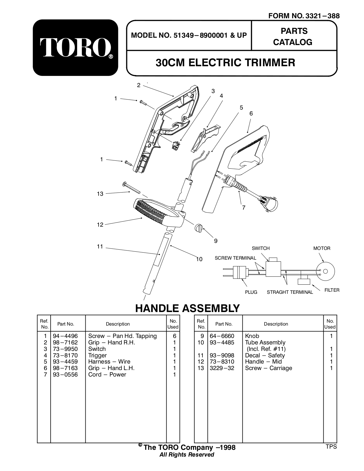 Toro 51349 Parts Catalogue