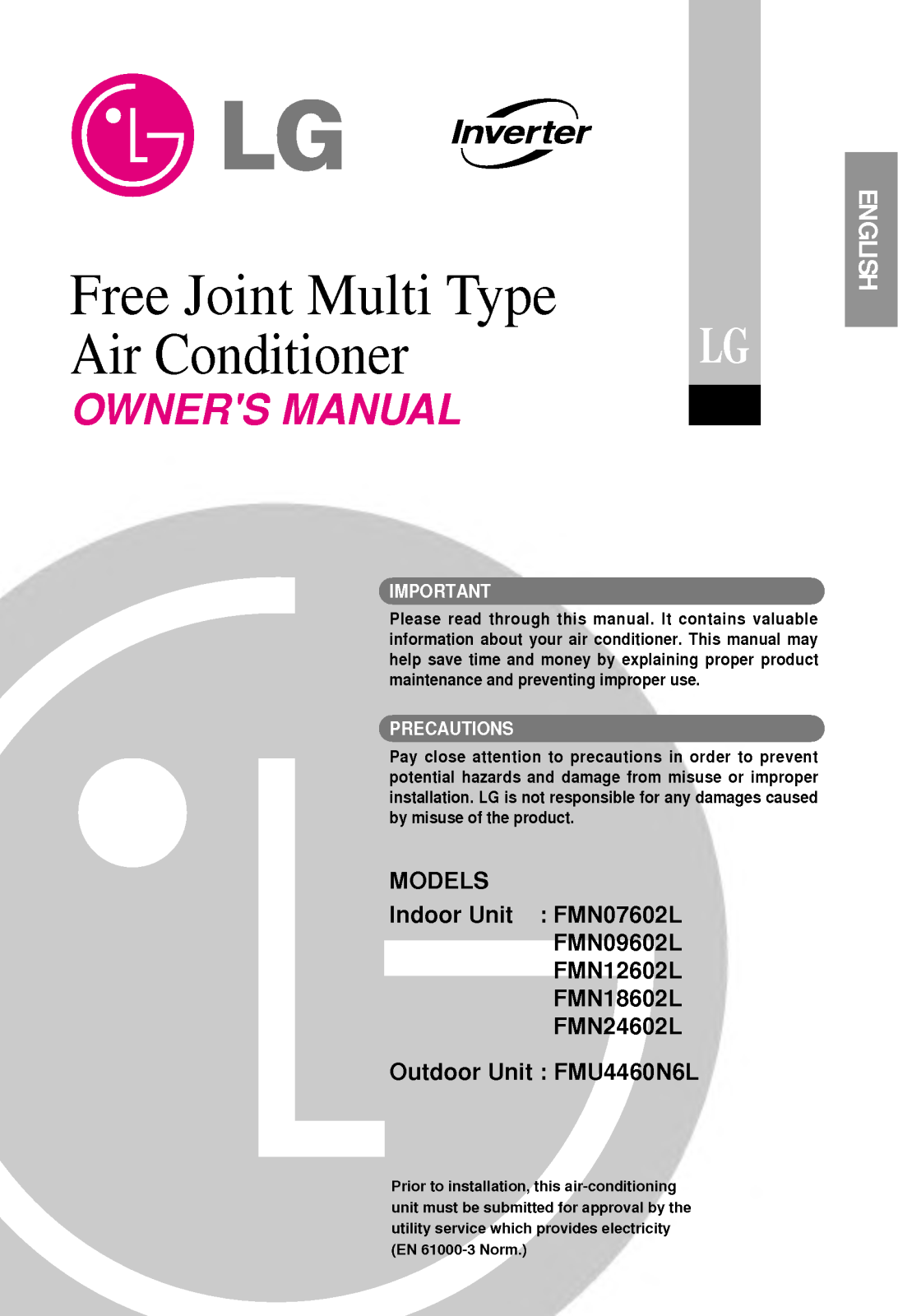 LG FMN12602L, FMN24602L, FMN24602B, FMN18602L User Manual