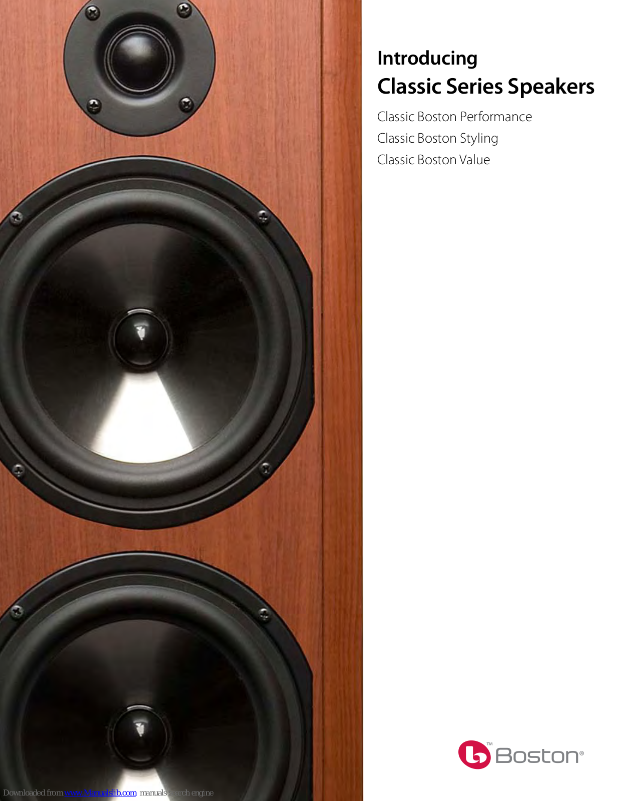 Boston Acoustics CS225, CS 226, CS 26, CS Sub10, CS 225C Brochure & Specs