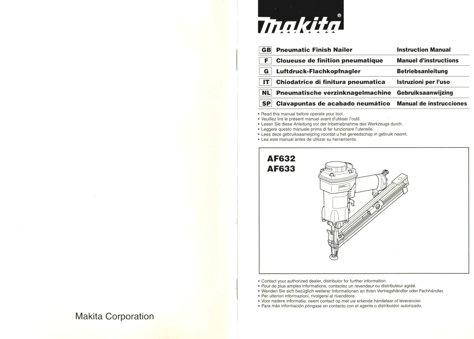 Makita AF632 User Manual