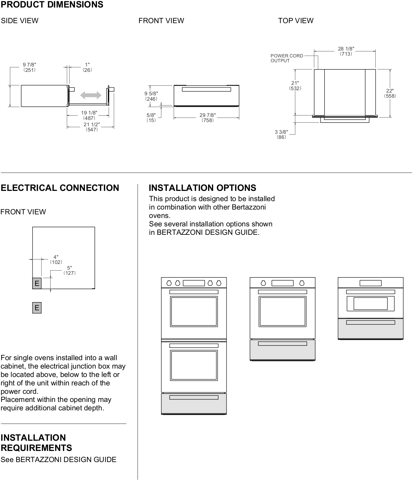 Bertazzoni BER10231 Dimensions - ManualMachine.com