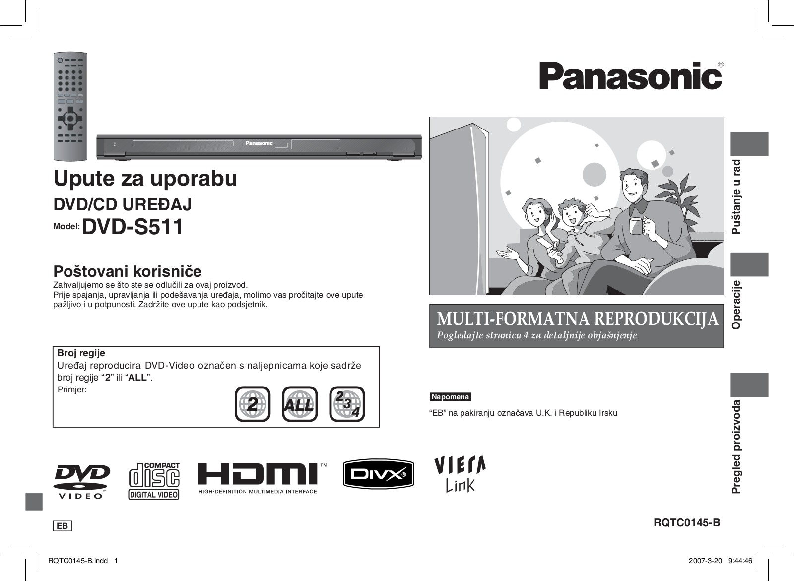 Panasonic DVD-S511 User Manual