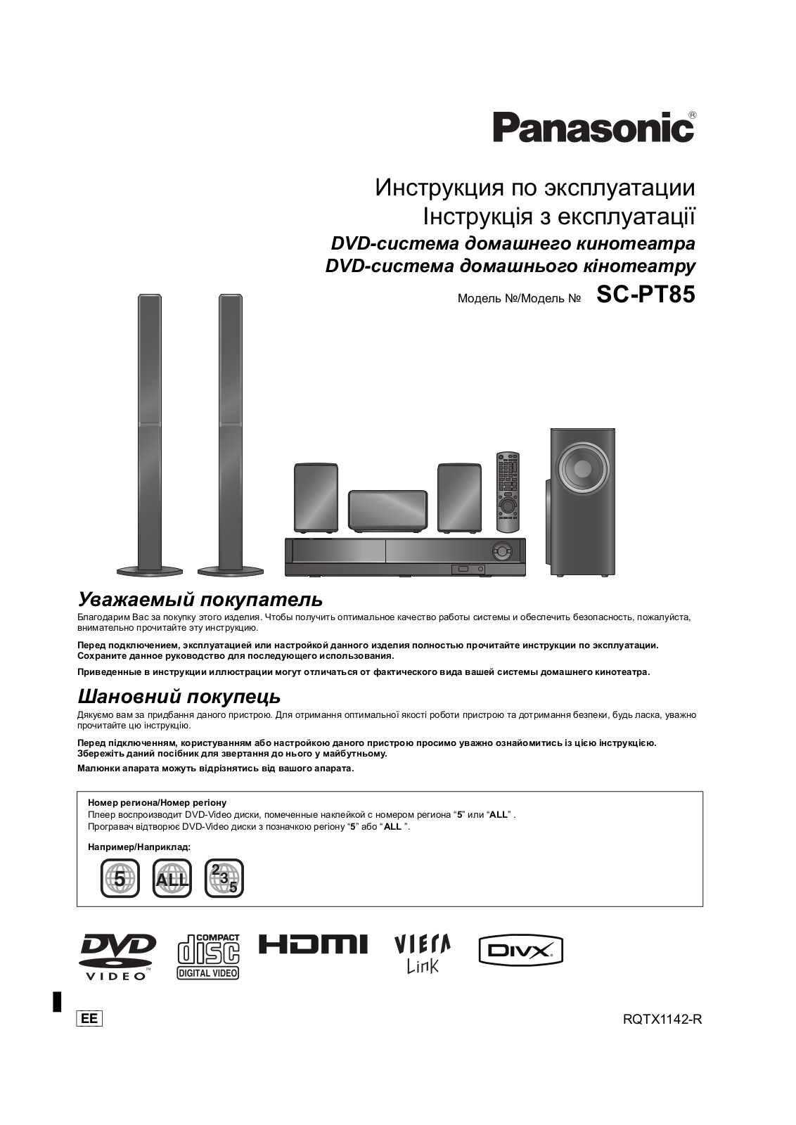 Panasonic SC-PT85 User manual