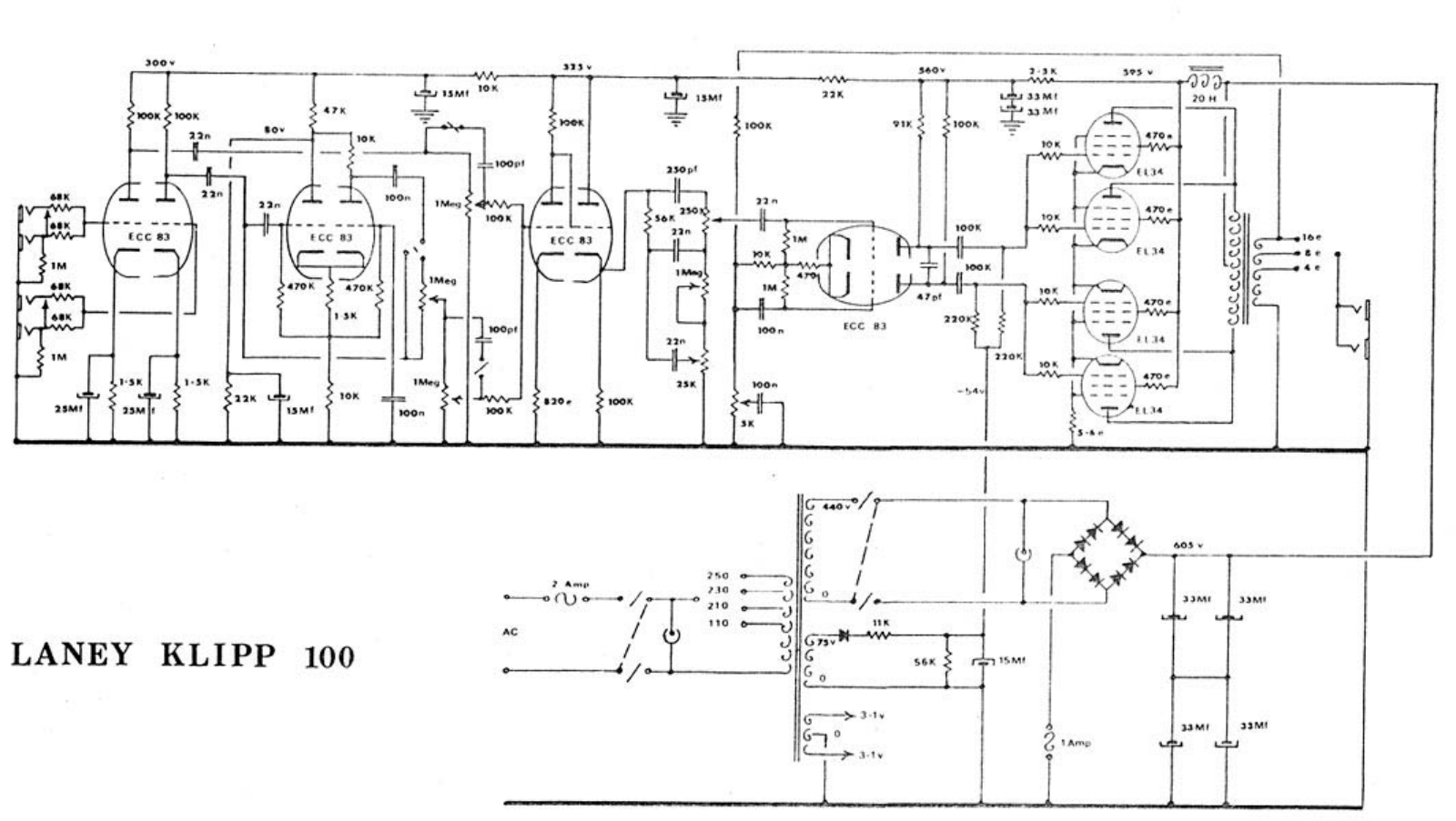 Laney klip100 schematic