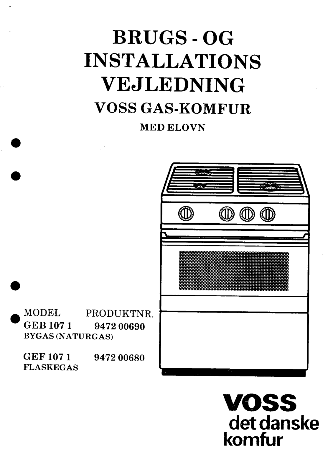 Voss GEB1071, GEF2131, GEF1071, GEB2131 User Manual