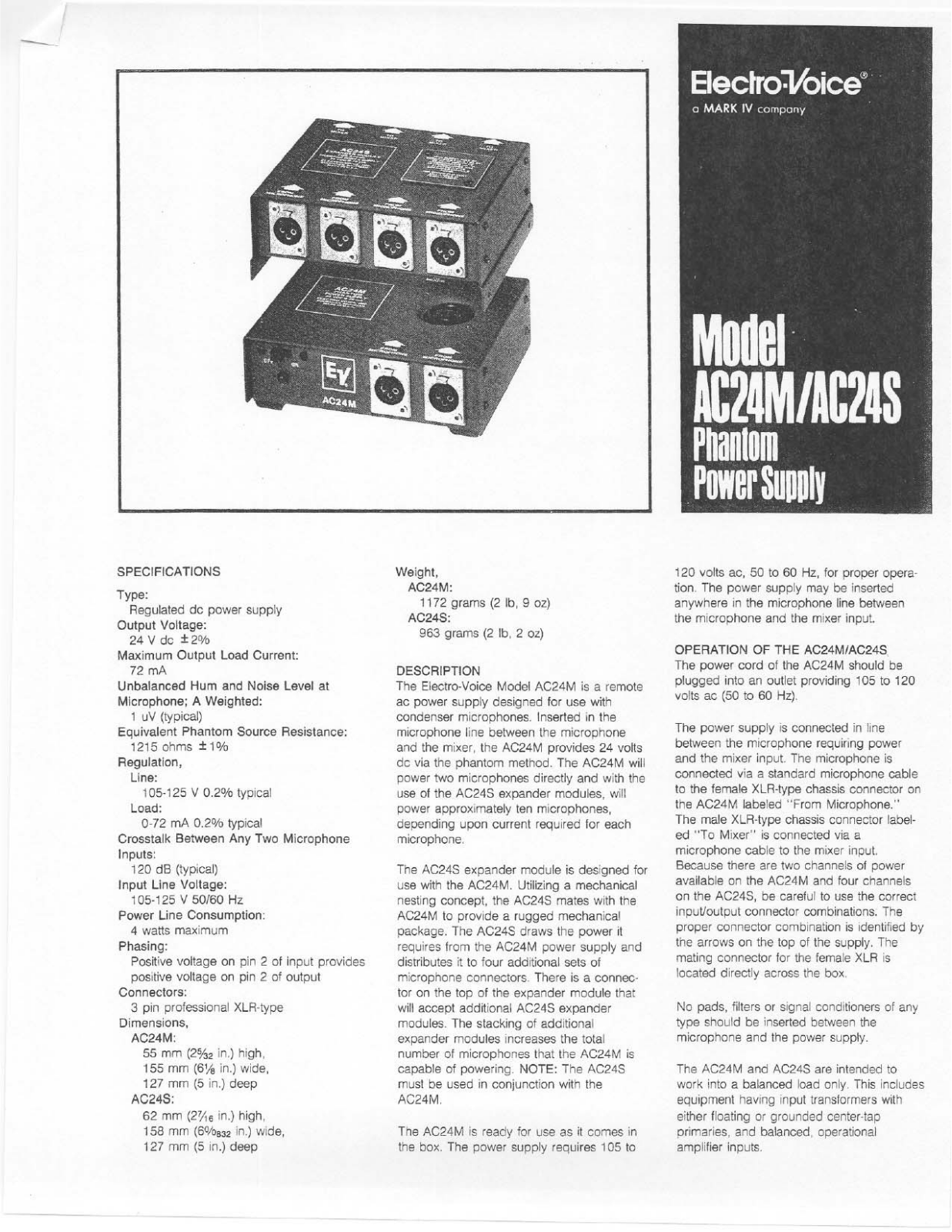 Electro-Voice AC24M, AC24S User Manual