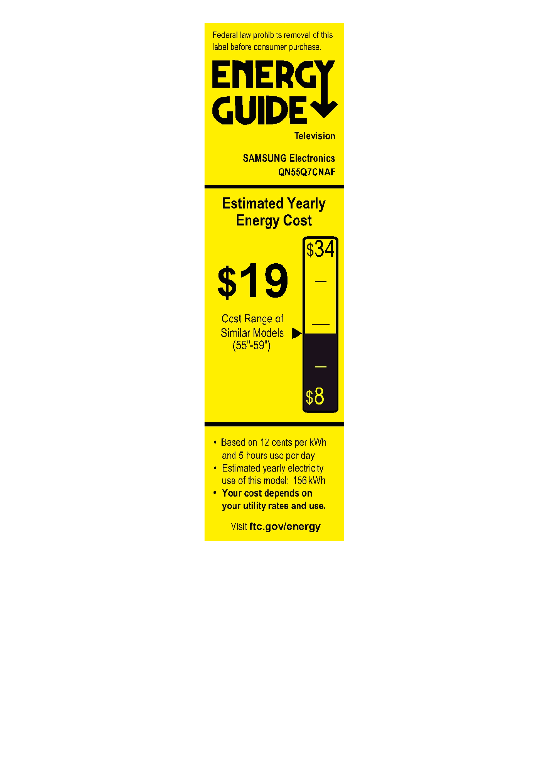 Samsung Electronics QN55Q7CN Energy Guide