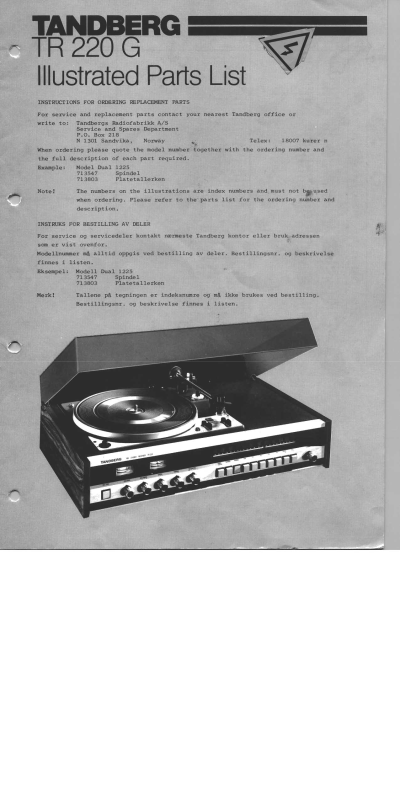 Tandberg TR-220-G Service manual