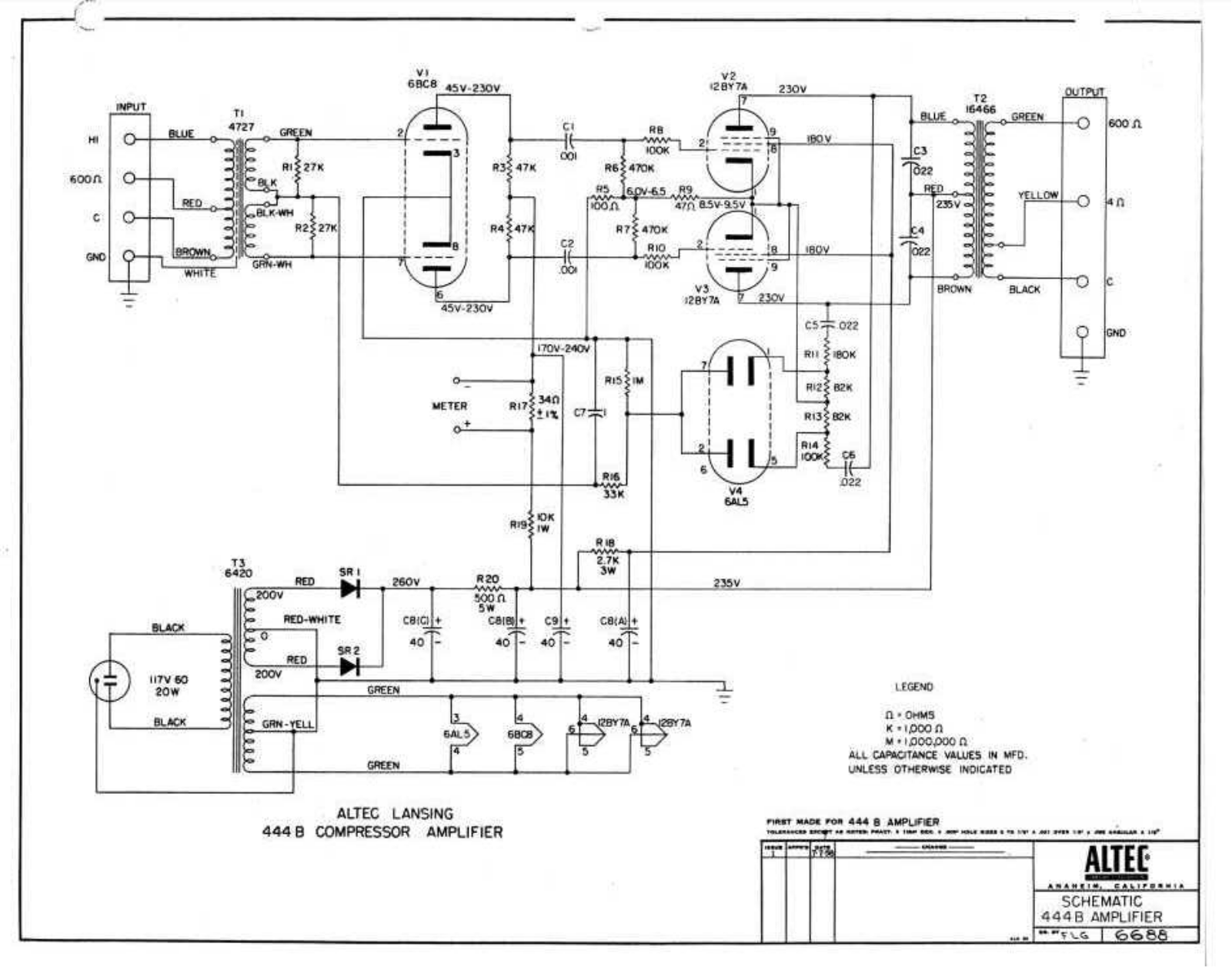 Altec Lansing 444-B Schematic