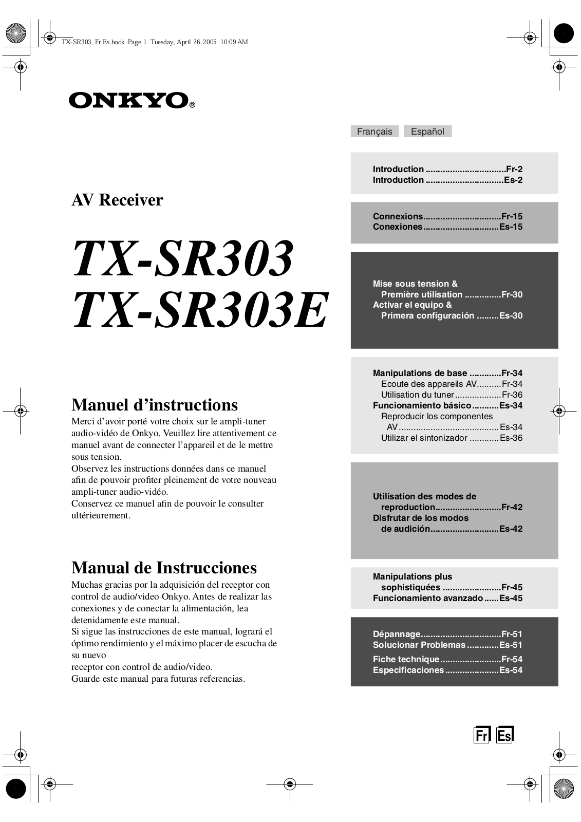 ONKYO TX-SR303 User Manual