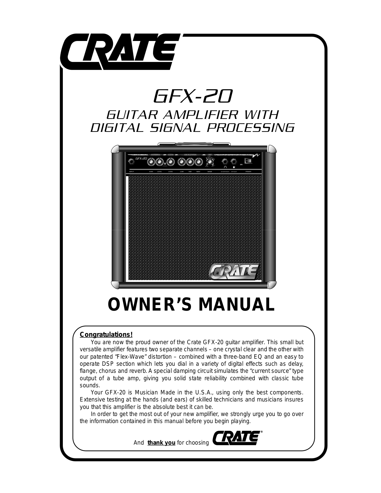 Crate Amplifiers GFX-20 User Manual