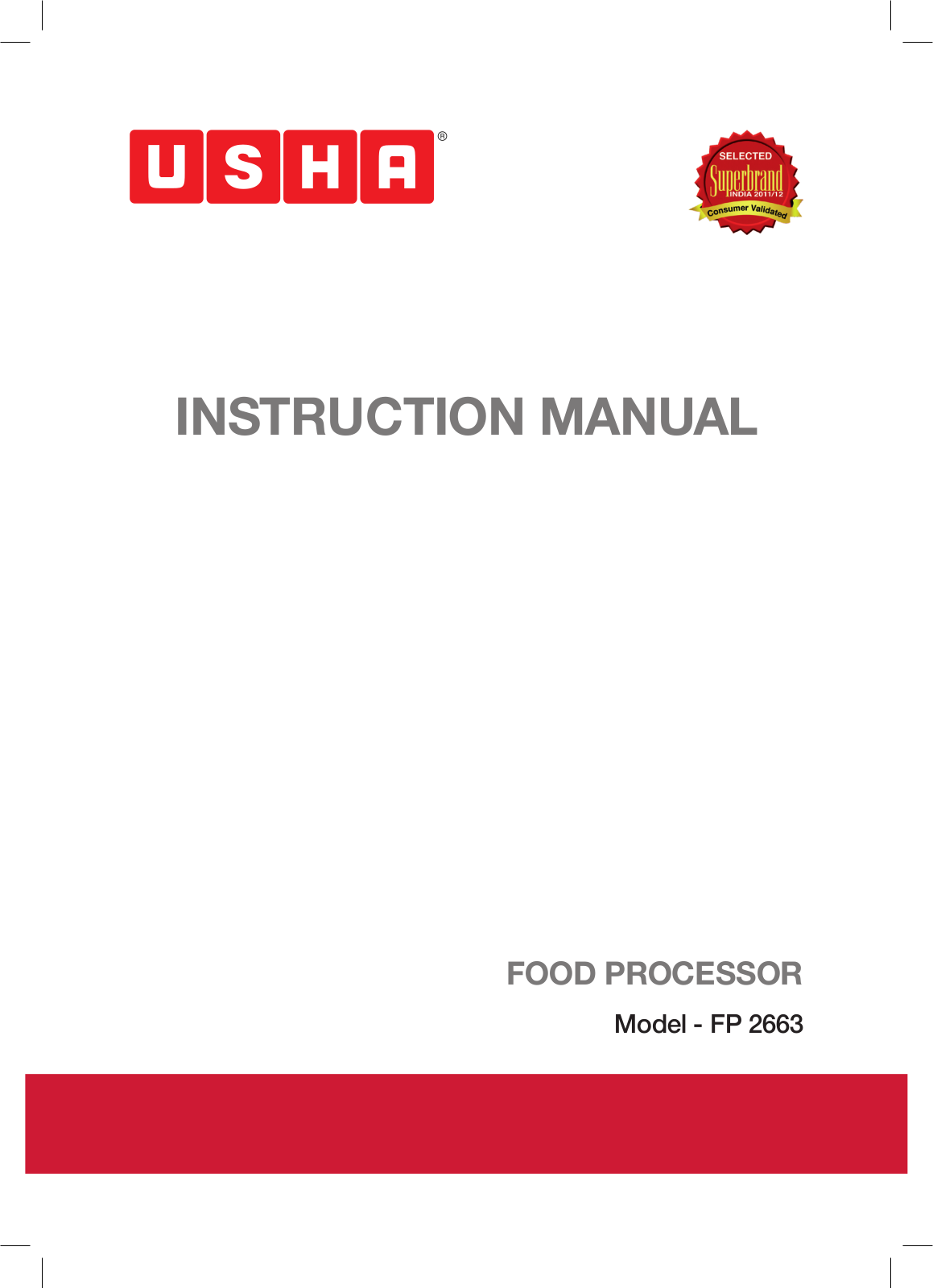 Usha FP 2663 User Manual