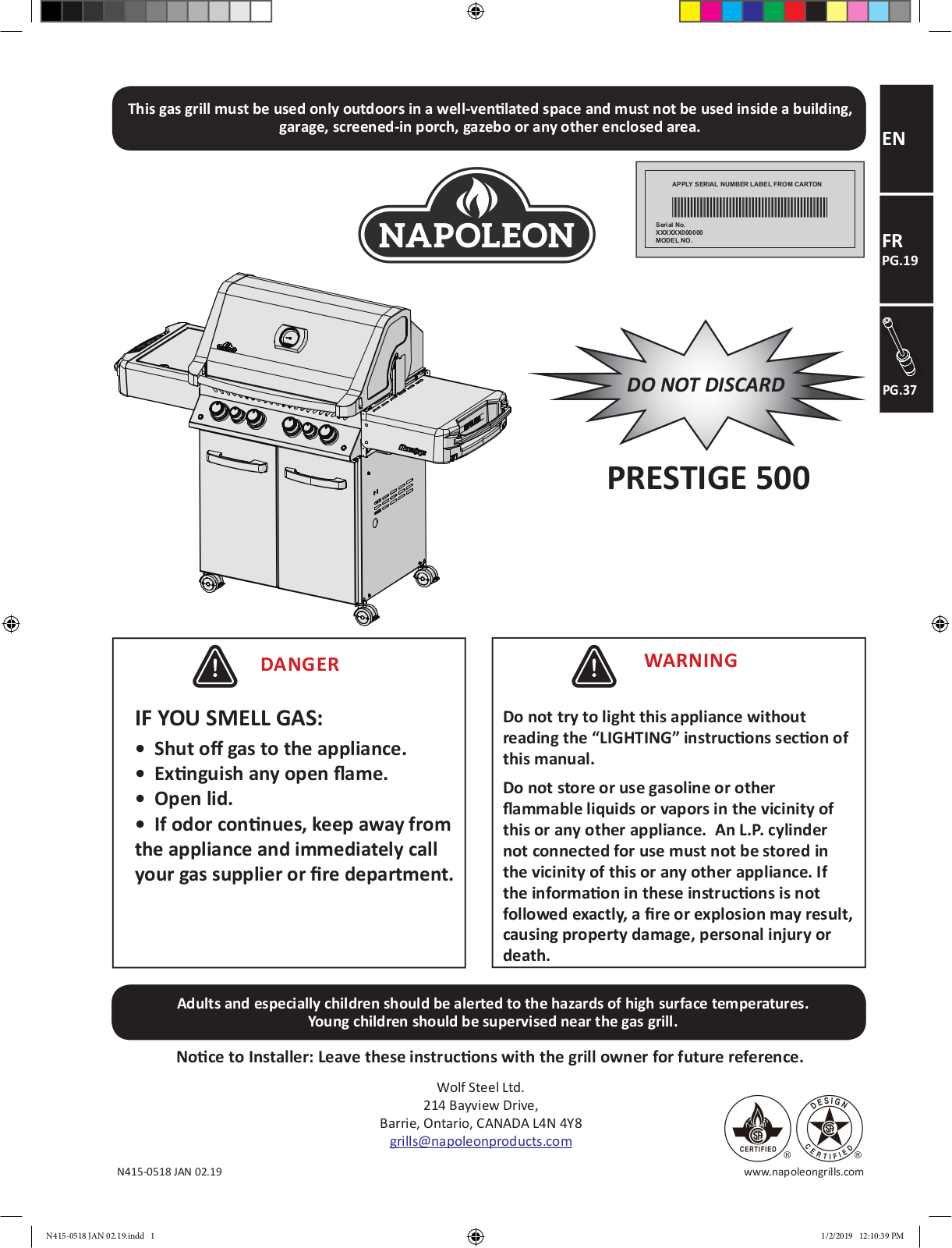 Napoleon P500RSIBPSS3 User Manual