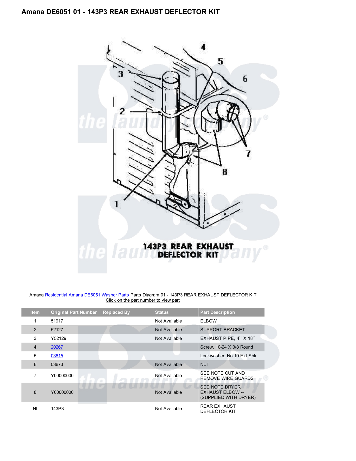 Amana DE6051 Parts Diagram