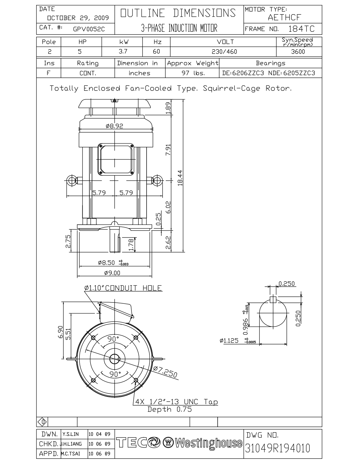 Teco GPV0052C Reference Drawing