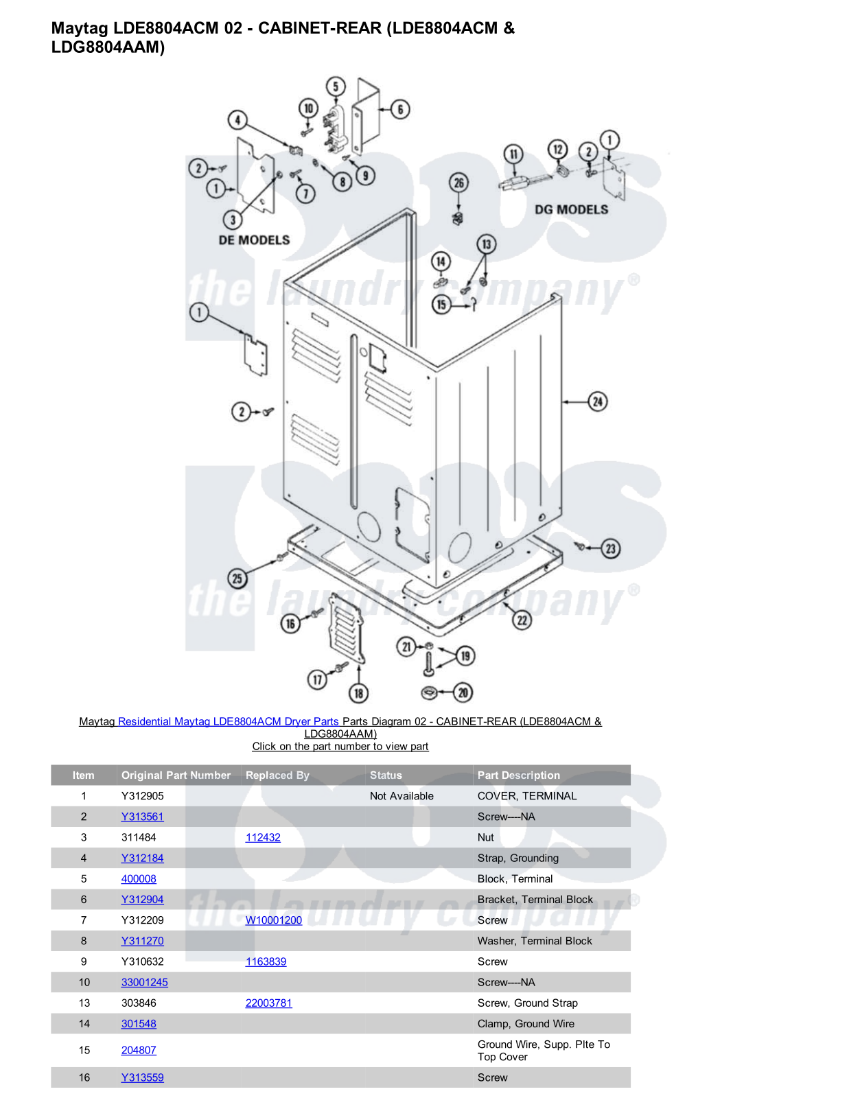 Maytag LDE8804ACM Parts Diagram