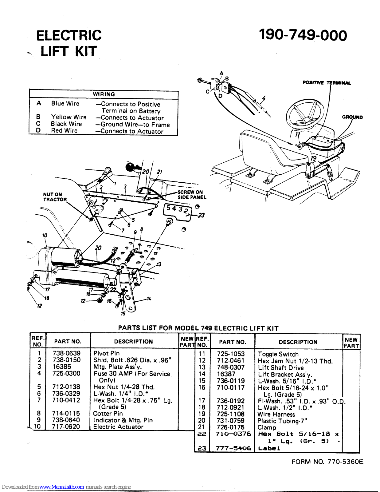 MTD 190-749-000 Parts Manual