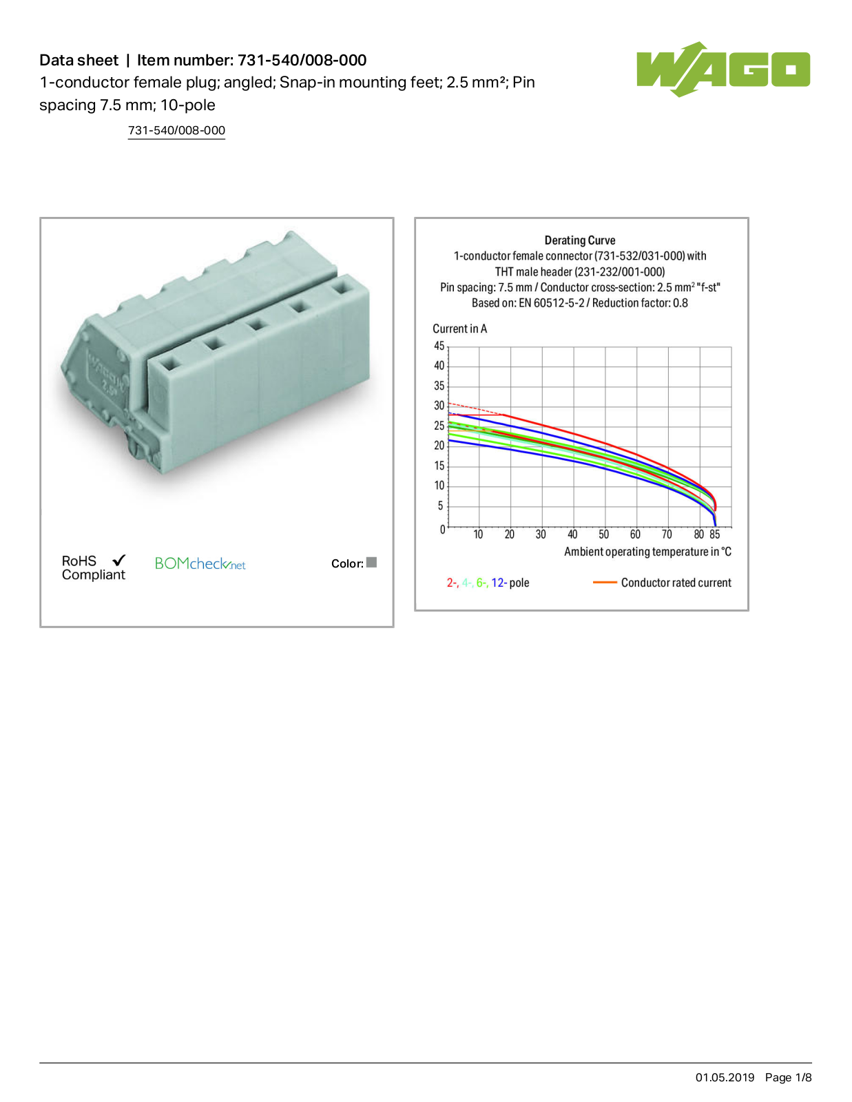 Wago 731-540/008-000 Data Sheet