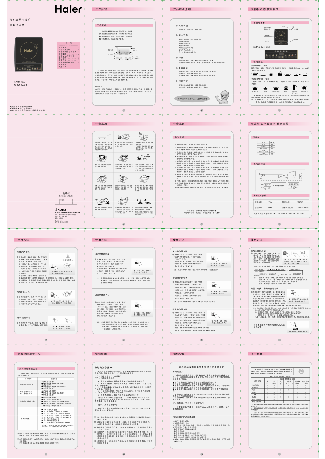 Haier CH2012-01, CH2012-02 User Manual