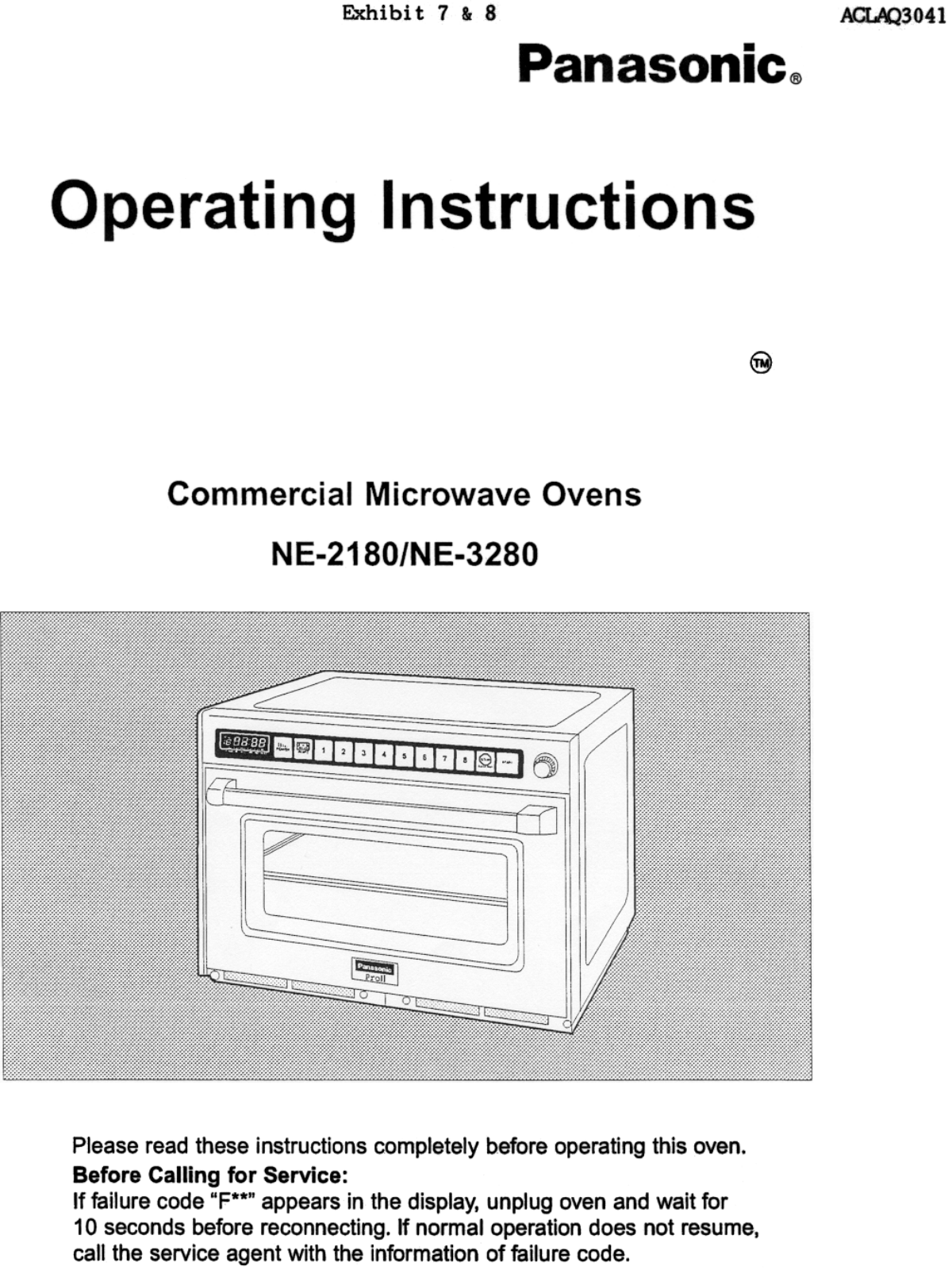 Panasonic AQ3041 Operating and Installation Instructions