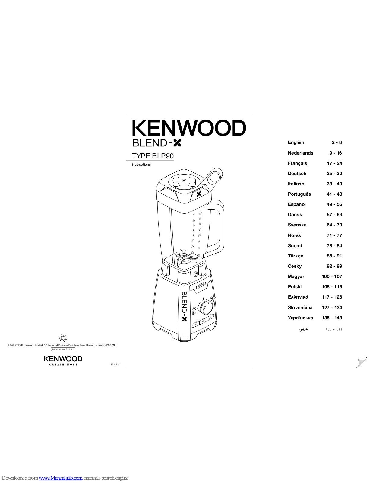 Kenwood BLP90, BLEND-X Instructions Manual