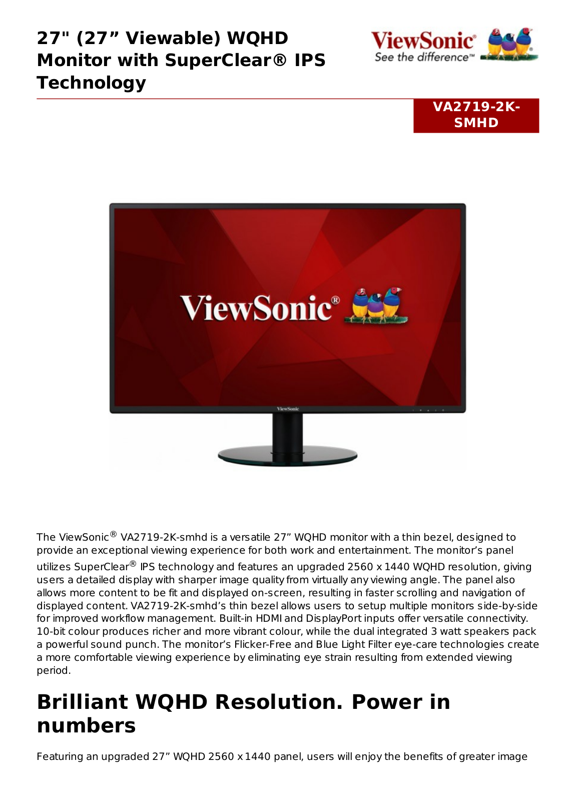 ViewSonic VA2719-2K-SMHD User Manual