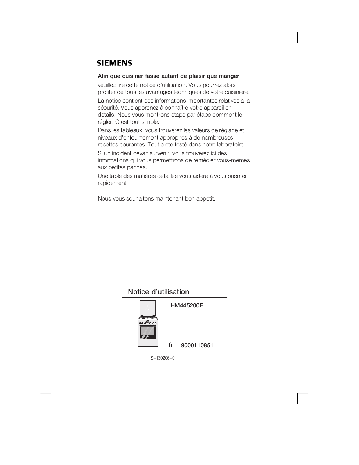 SIEMENS HM445210F User Manual