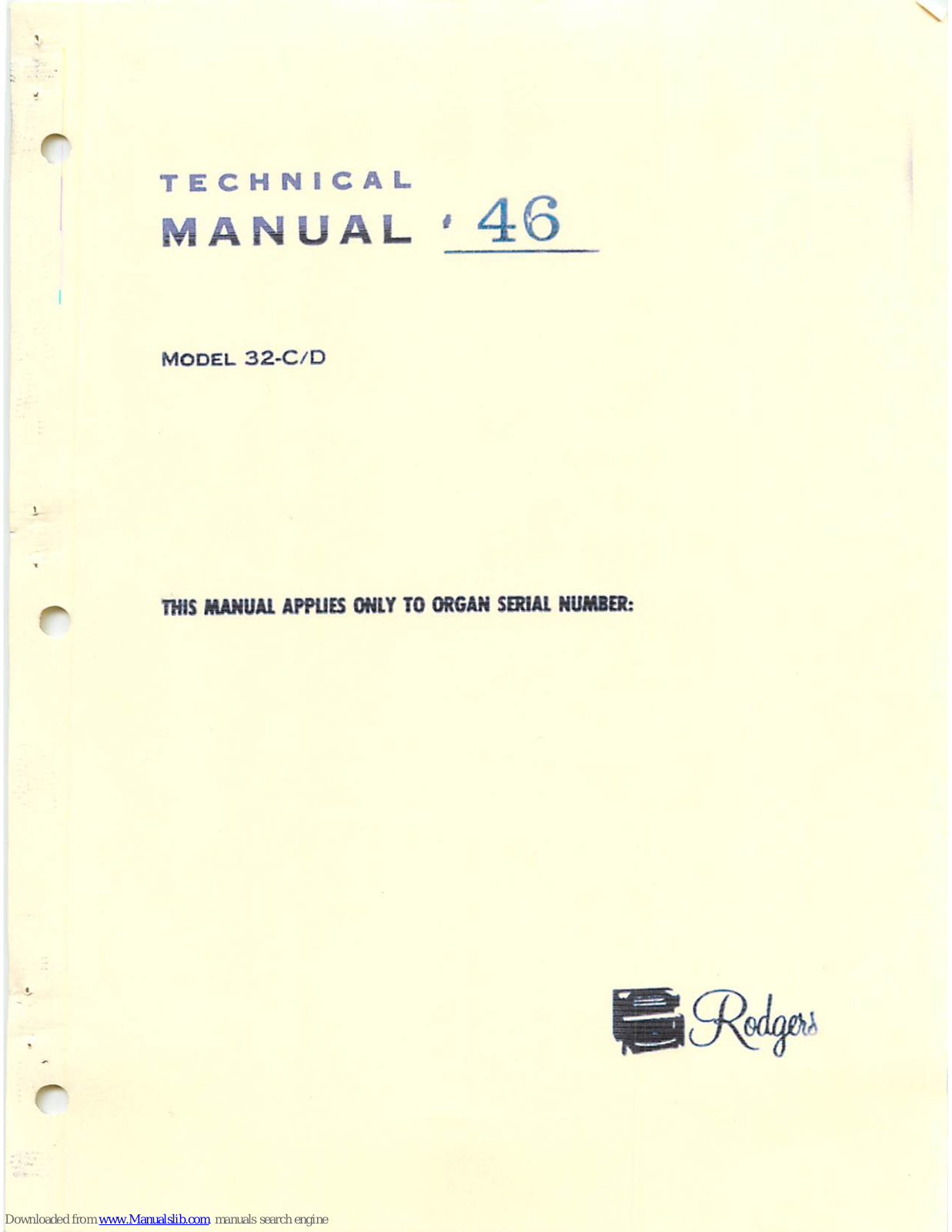 Rodgers 32-C, 32-D Technical Manual - ManualMachine.com