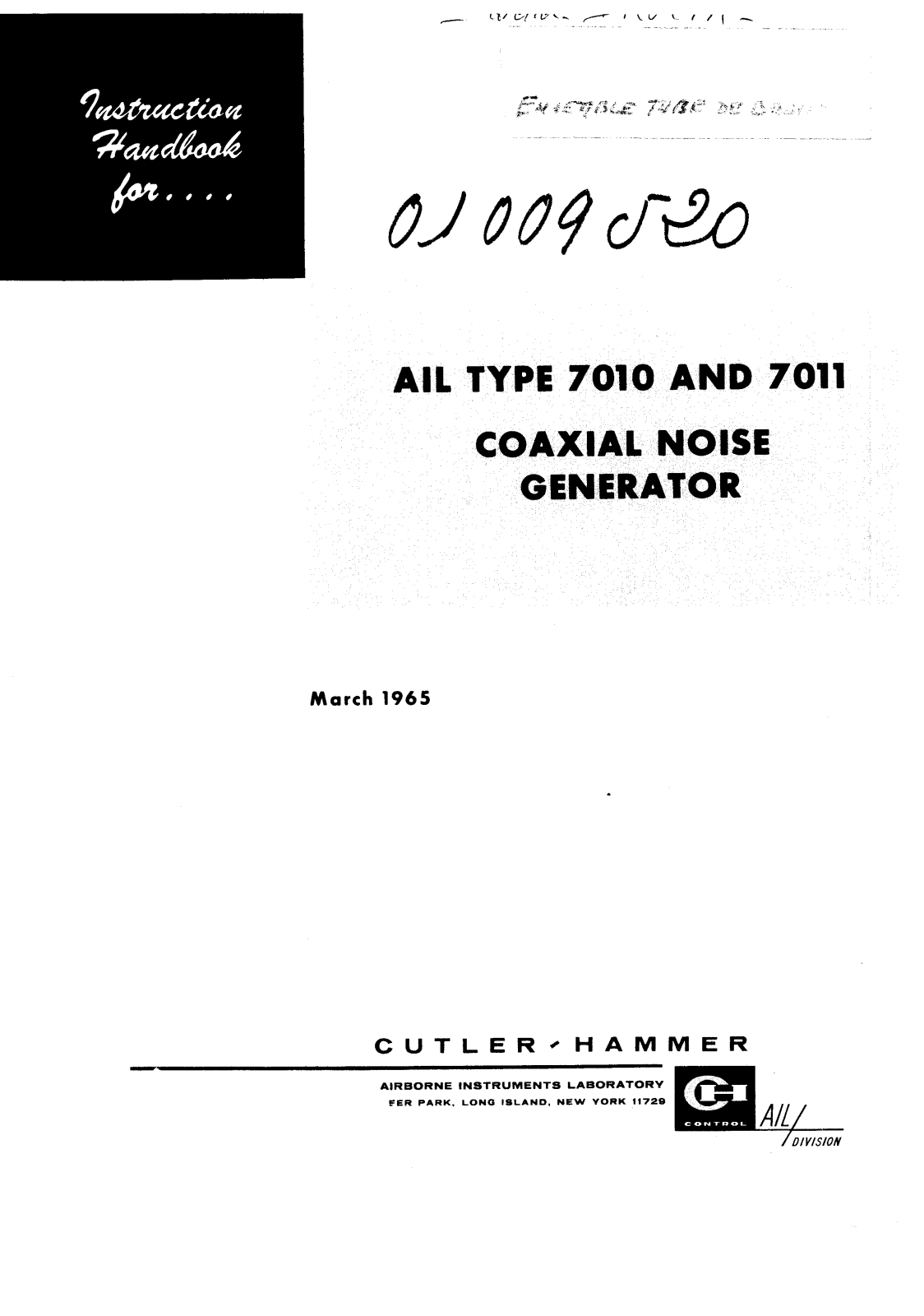 Airborne Instruments Laboratory 7011, 7010 Instruction Manual