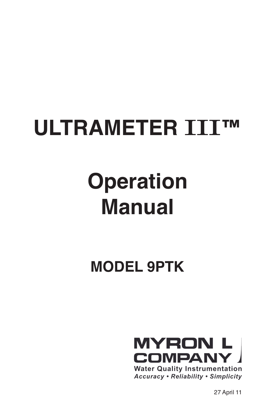 Myron L 9PTK User Manual