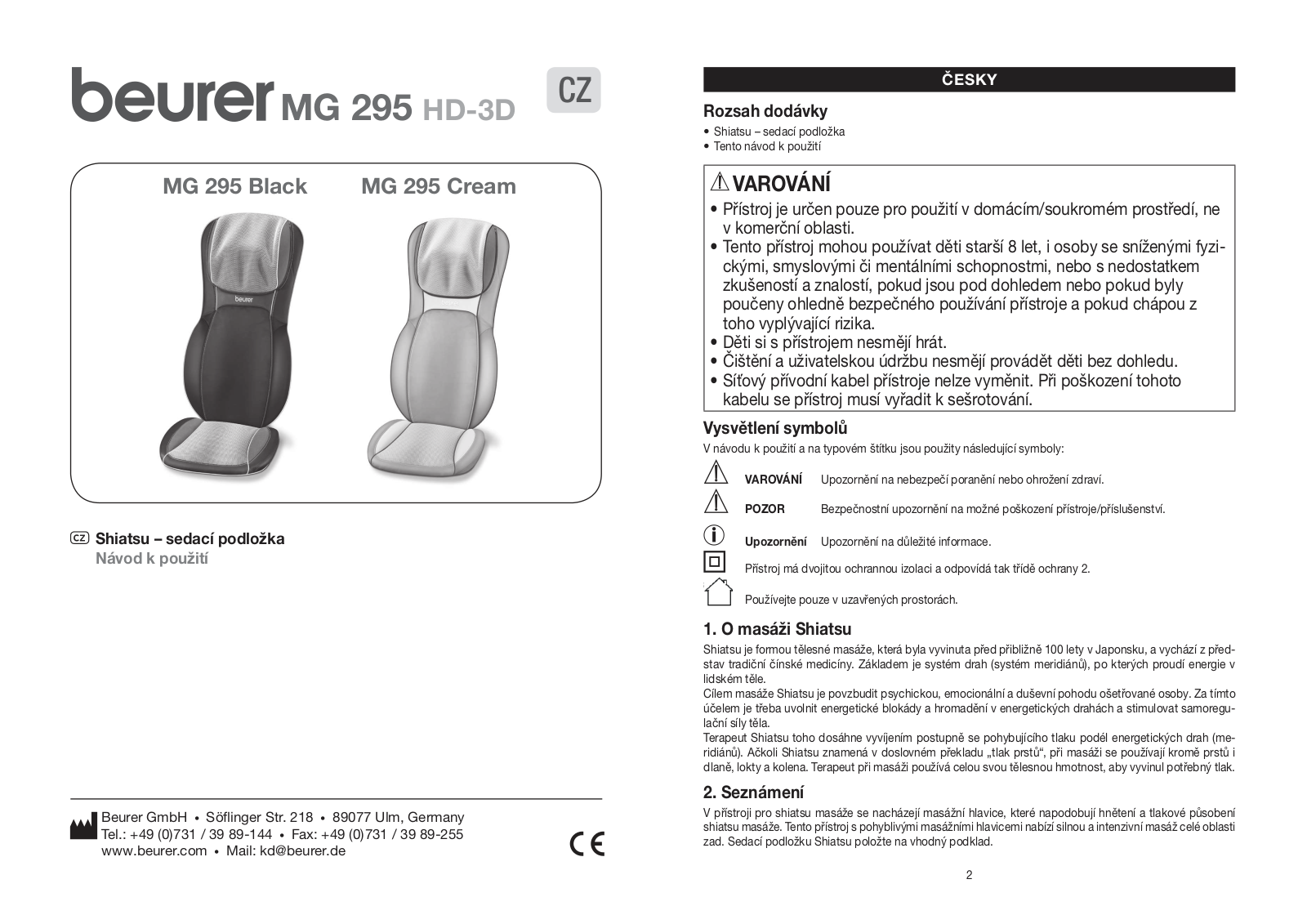 Beurer MG 295 User guide