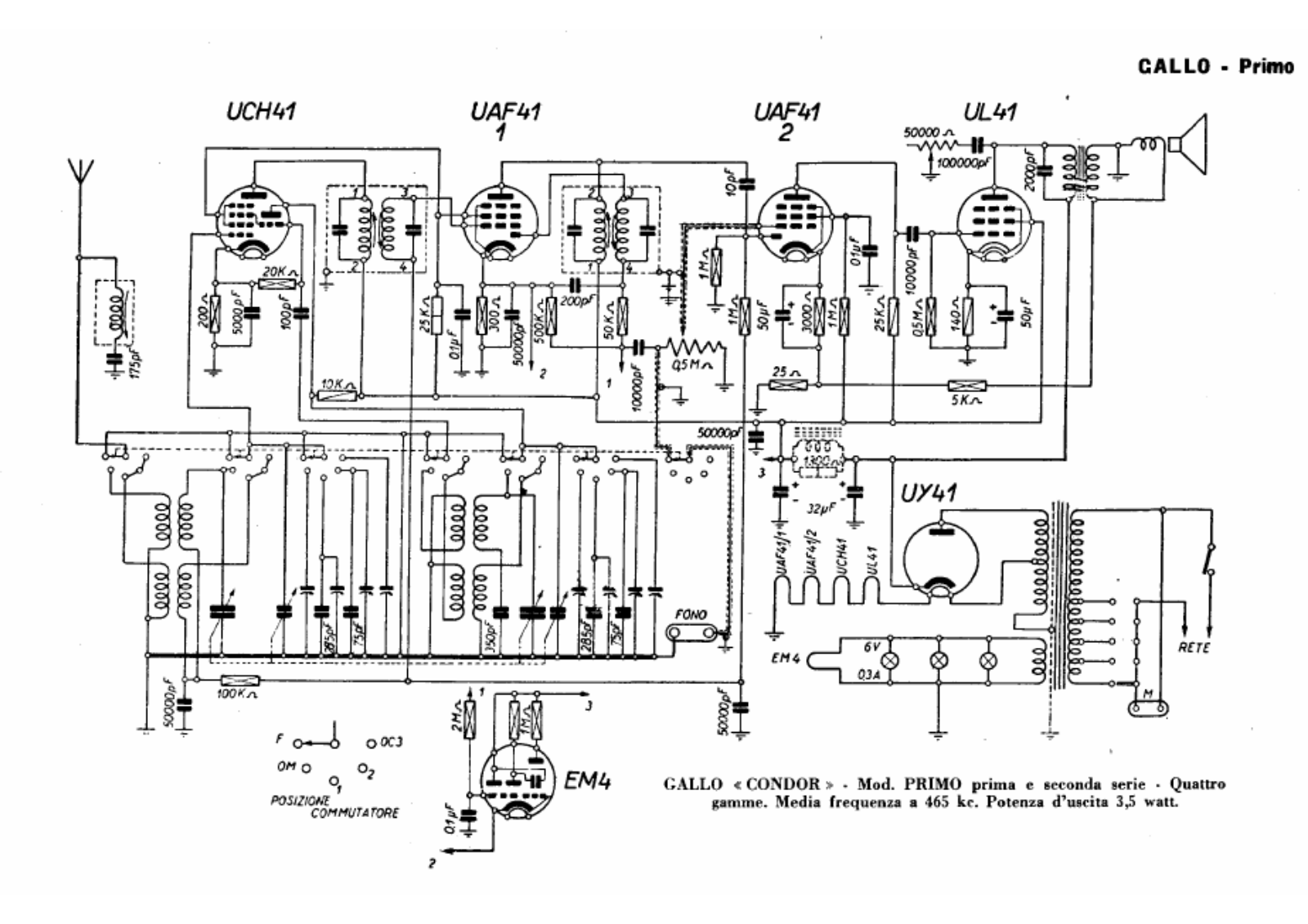 Condor primo i, primo  ii schematic