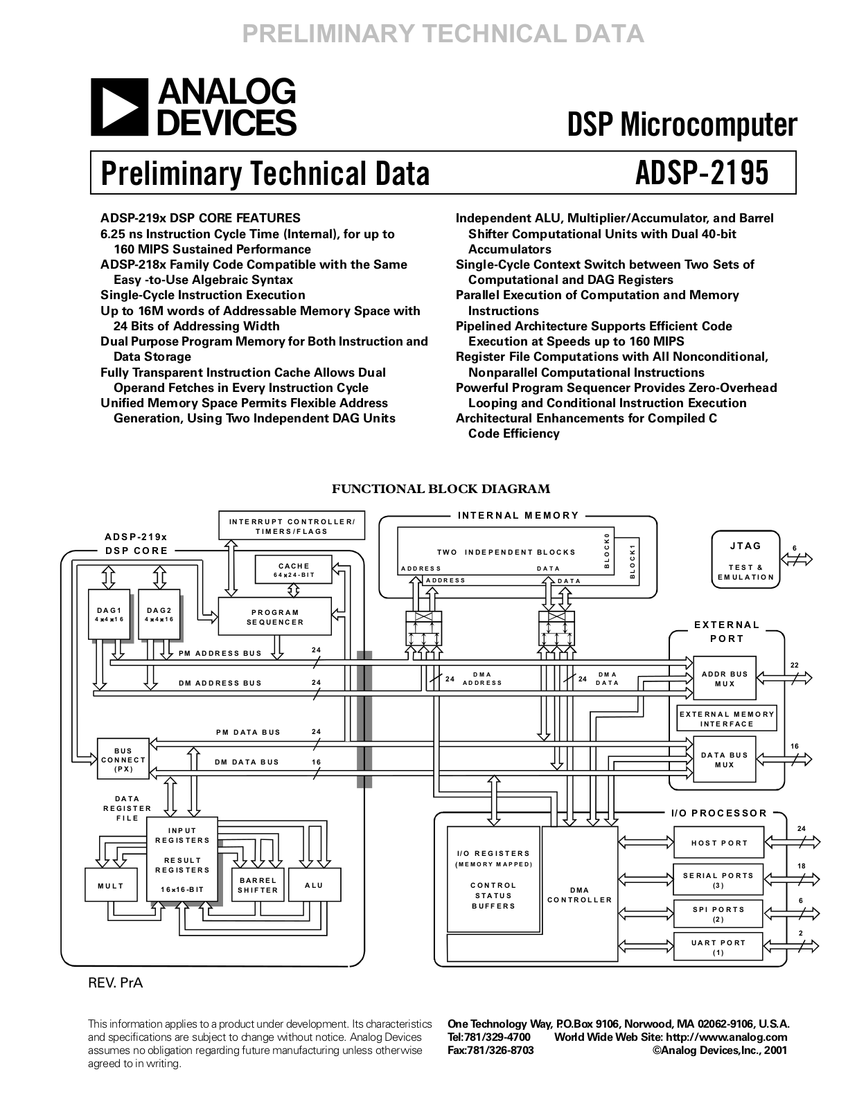 Analog Devices ADSP-2195M pra Datasheet